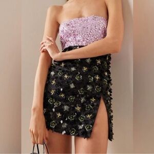 Des Phemmes Pink and Black Sequin Dress mini rock sequins